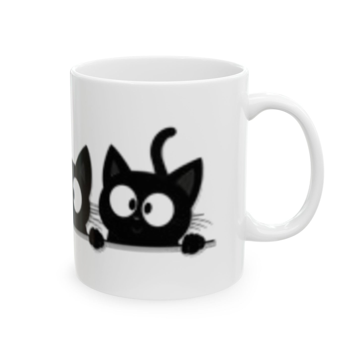 Three Black Cats with Large Eyes Ceramic Mug, (11oz, 15oz)