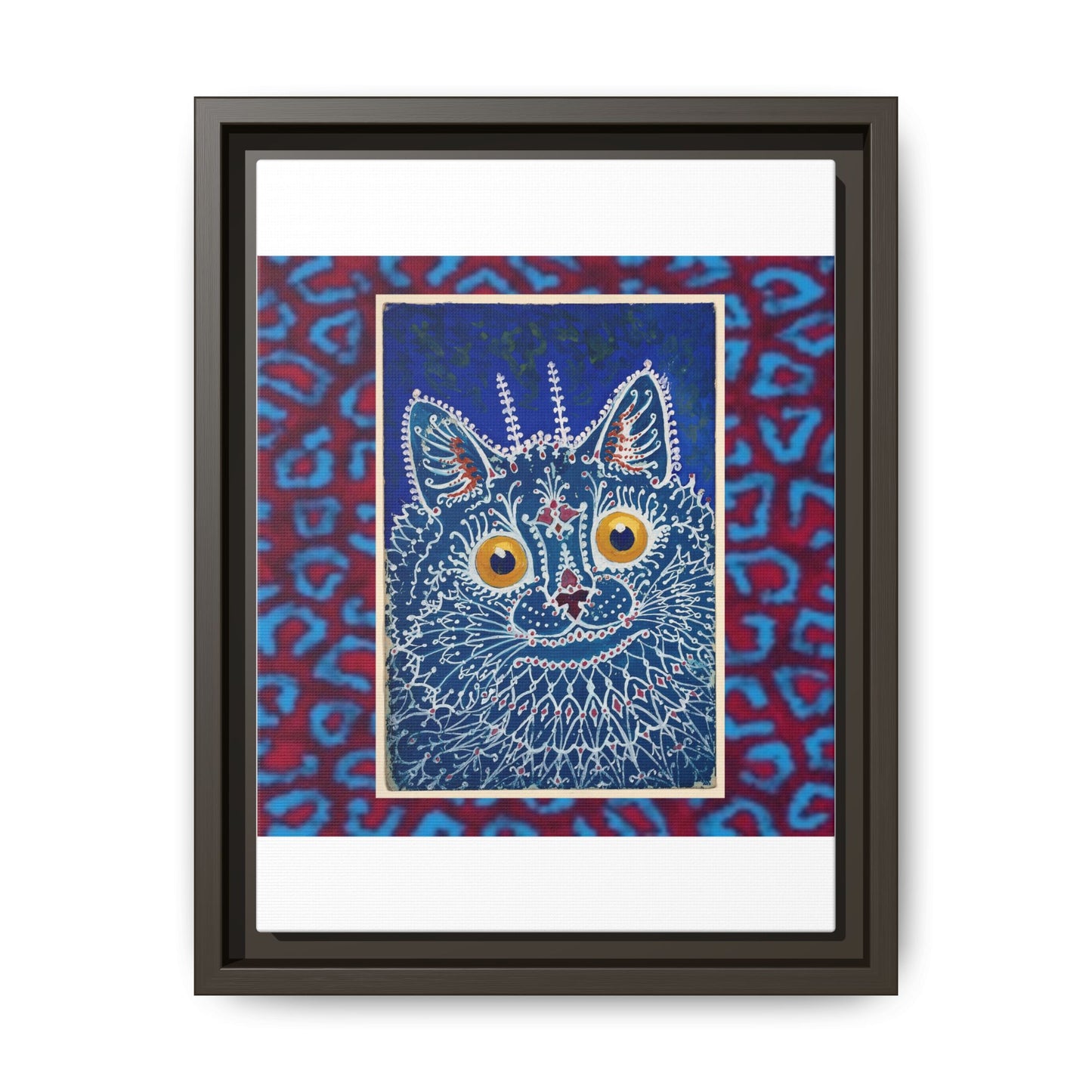 Colorful Cat Framed Matte Canvas Art - Whimsical Home Decor