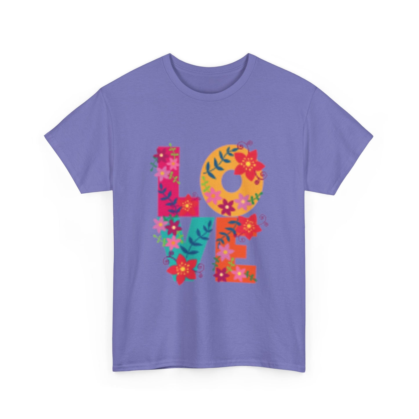 Camiseta unisex de algodón grueso con estampado floral: cómoda y vibrante para uso diario. 