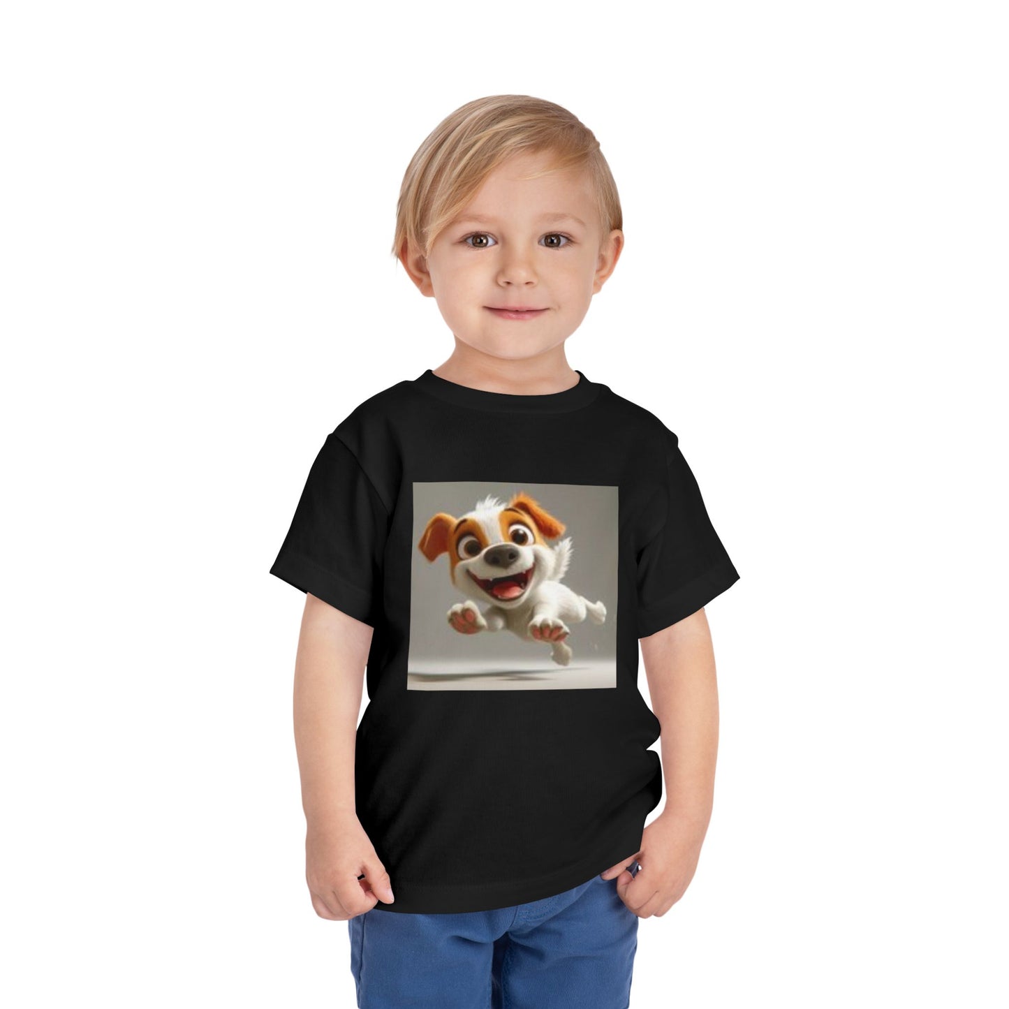 Cute Toddler Dog Jumping T-shirt & Heart, Adorable Kids T-Shirt, Pet Lover Gift, Animal Print Top, Birthday Outfit, Playwear for Toddlers