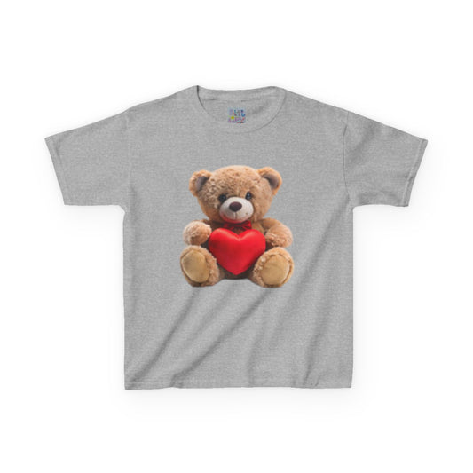 Kids Heart Teddy T-shirt, Cute Teddy Bear Shirt, Valentine’s Day Gift, Love You Kids T-Shirt, Adorable Kids Apparel, Birthday Gift