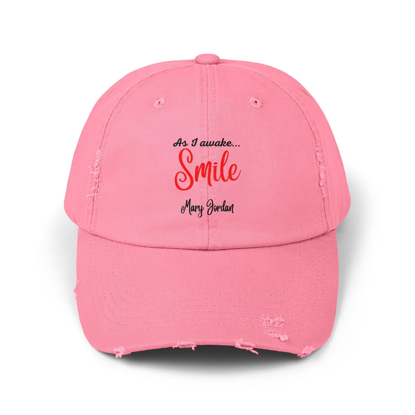 Unisex Distressed Cap - 'As I awake... Smile' Motivational Hat