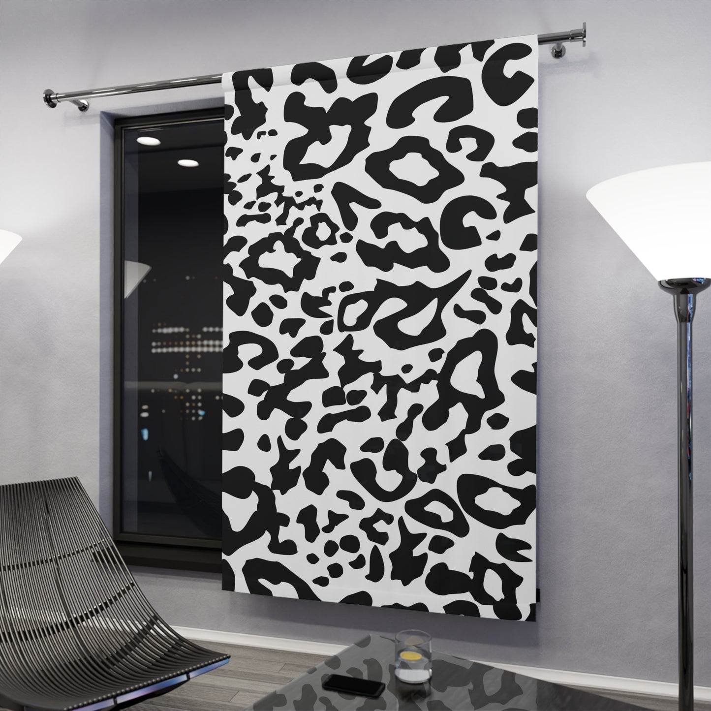 Window Curtains (1 Piece) Black Animal Print