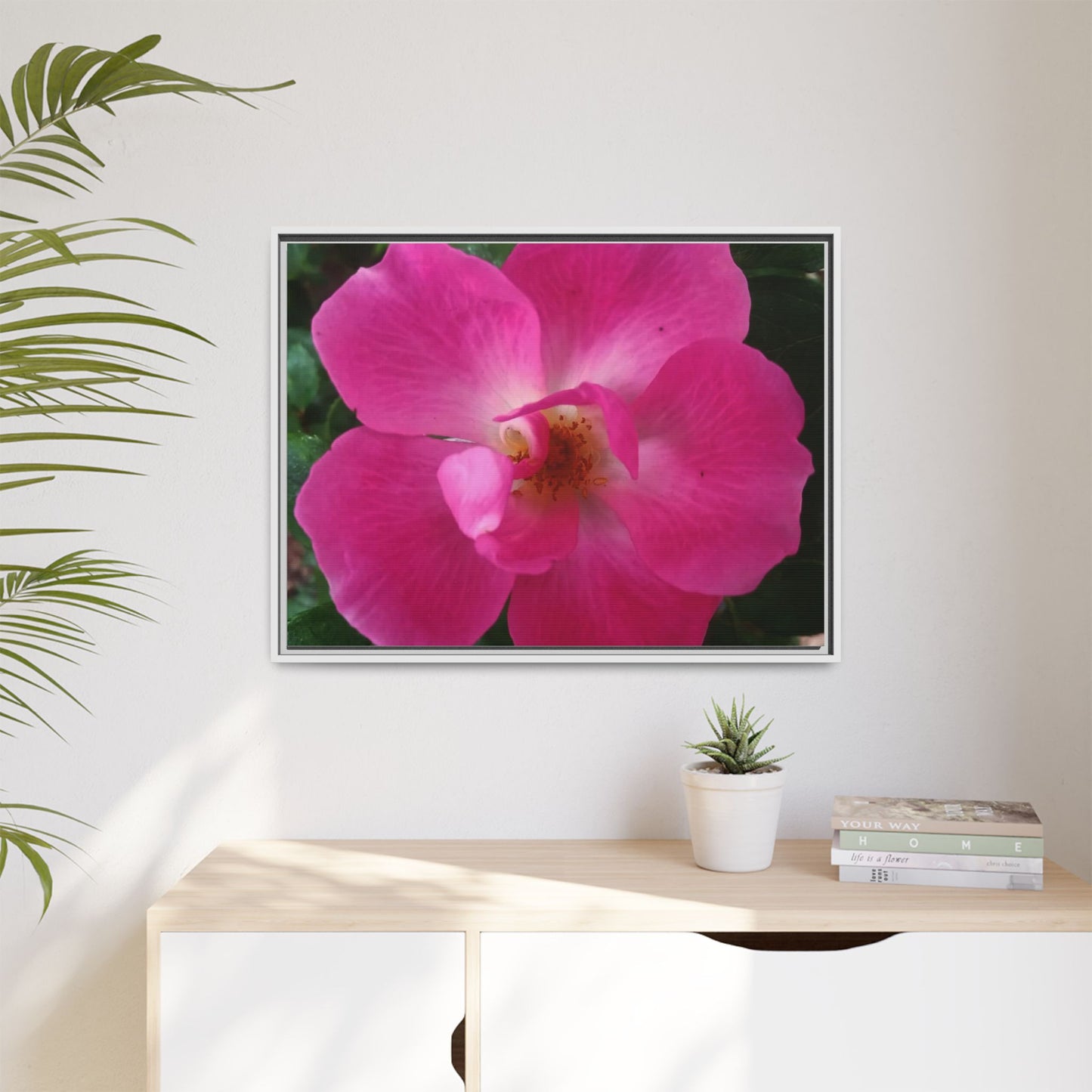 Framed Floral Canvas Art Print | Vibrant Pink Flower Decor, Wall Art for Home, Gift for Her, Mother's Day, Birthday