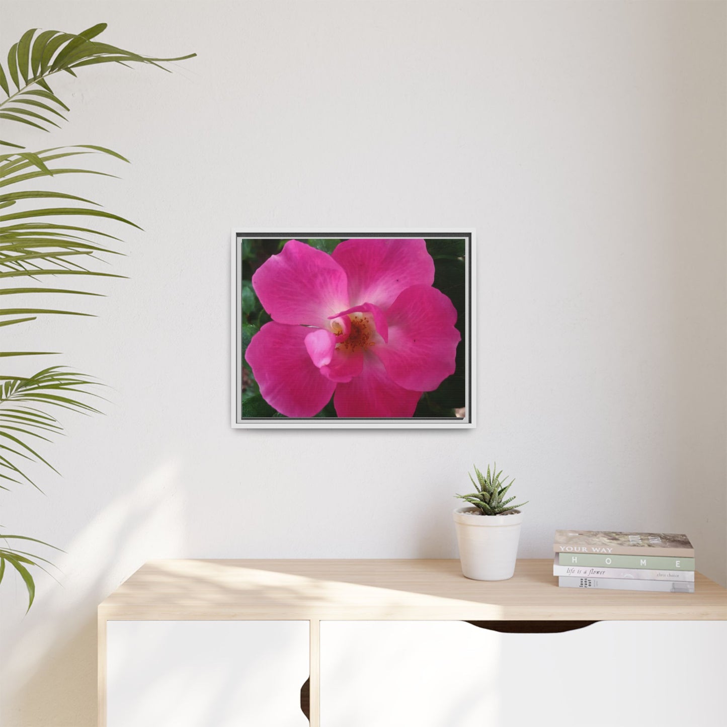 Framed Floral Canvas Art Print | Vibrant Pink Flower Decor, Wall Art for Home, Gift for Her, Mother's Day, Birthday