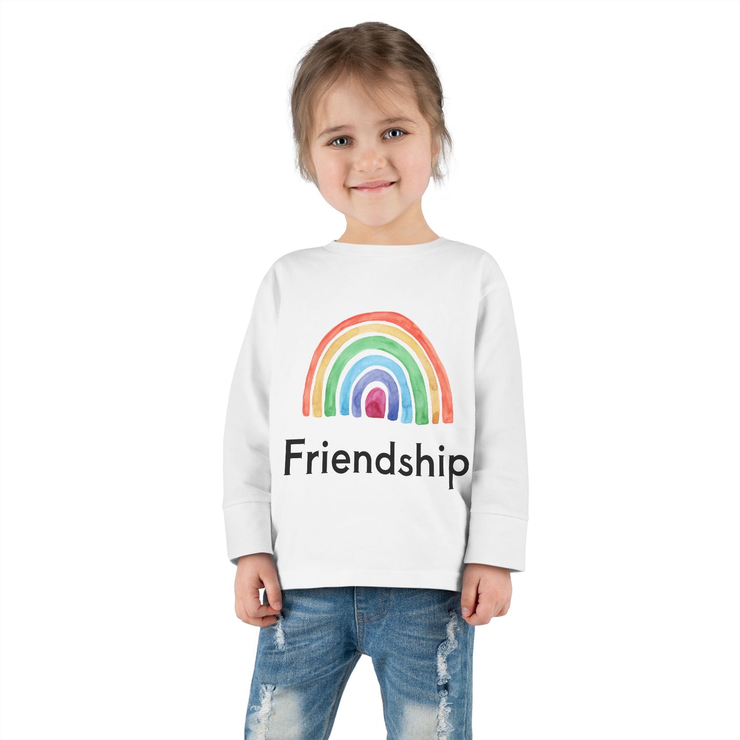 Rainbow ‘Friendship’ Patriotic Cat Toddler Long Sleeve T-shirt Fabulous Gift!