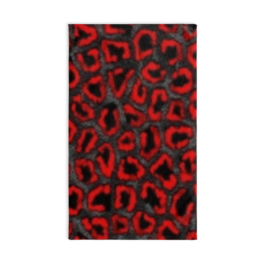 Bold Red Leopard Pattern Hand Towel - Stylish Bathroom Décor