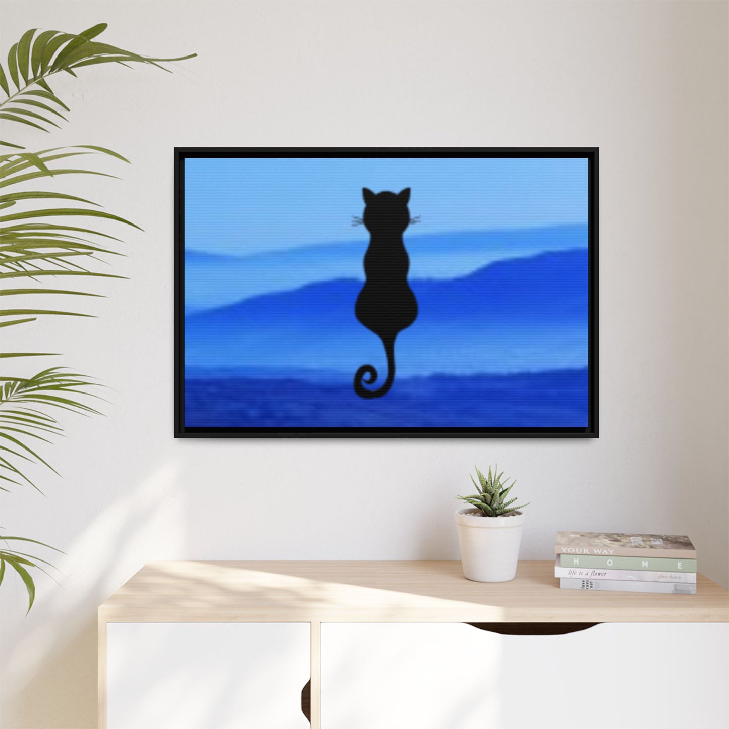 Framed Cat Silhouette Art Print, Wall Decor, Cat Lover Gift, Home Office Art, Pet Memorial