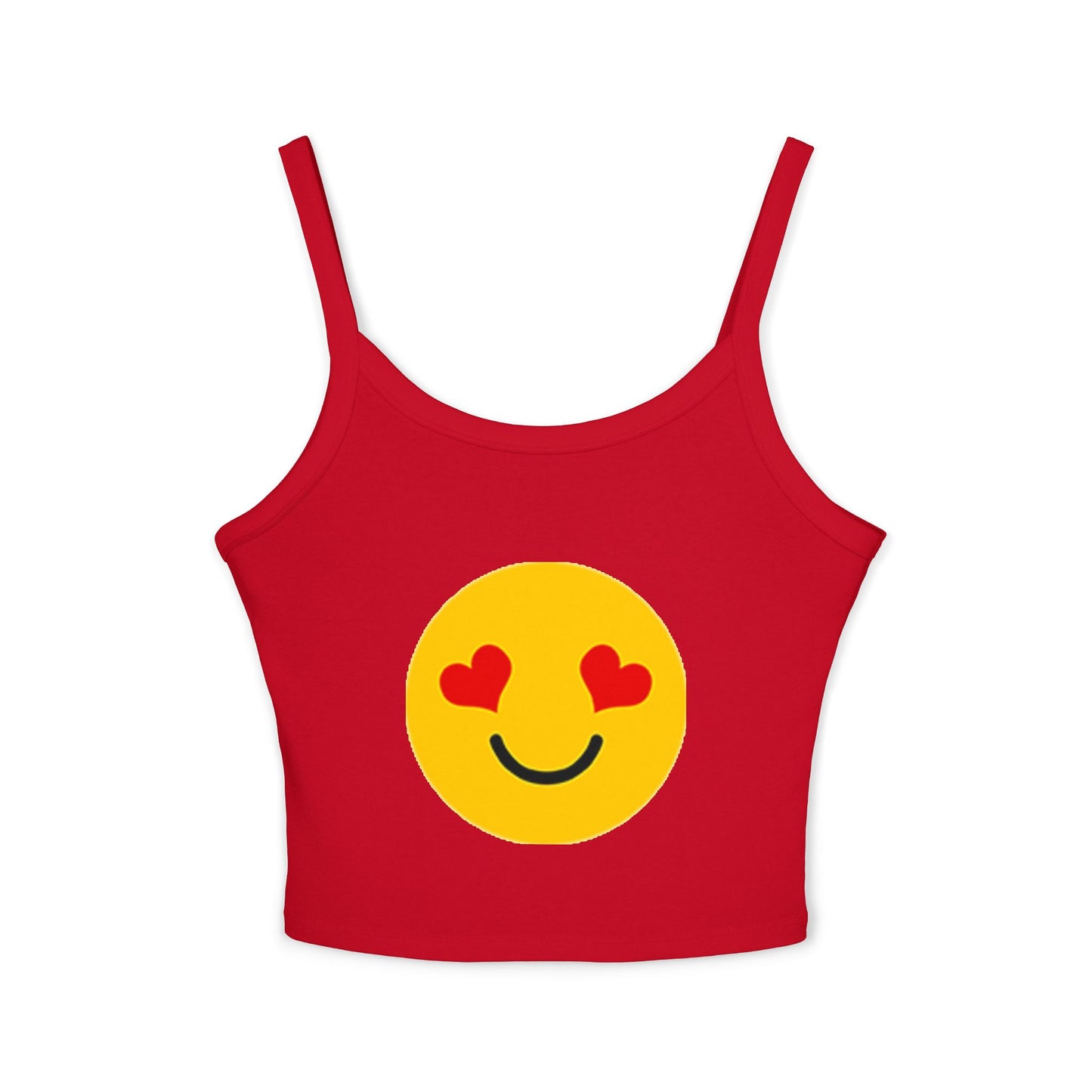 Happy Heart Smiley Tank Top | Women's Spaghetti Strap Shirt, Cute Summer Top, Casual Wear, Gift for Her, Valentine's Day