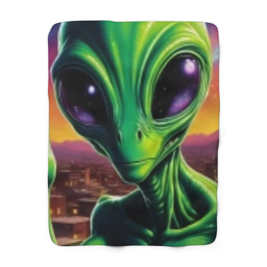 Manta de vellón Sherpa Manta infantil Love's de Alien verde