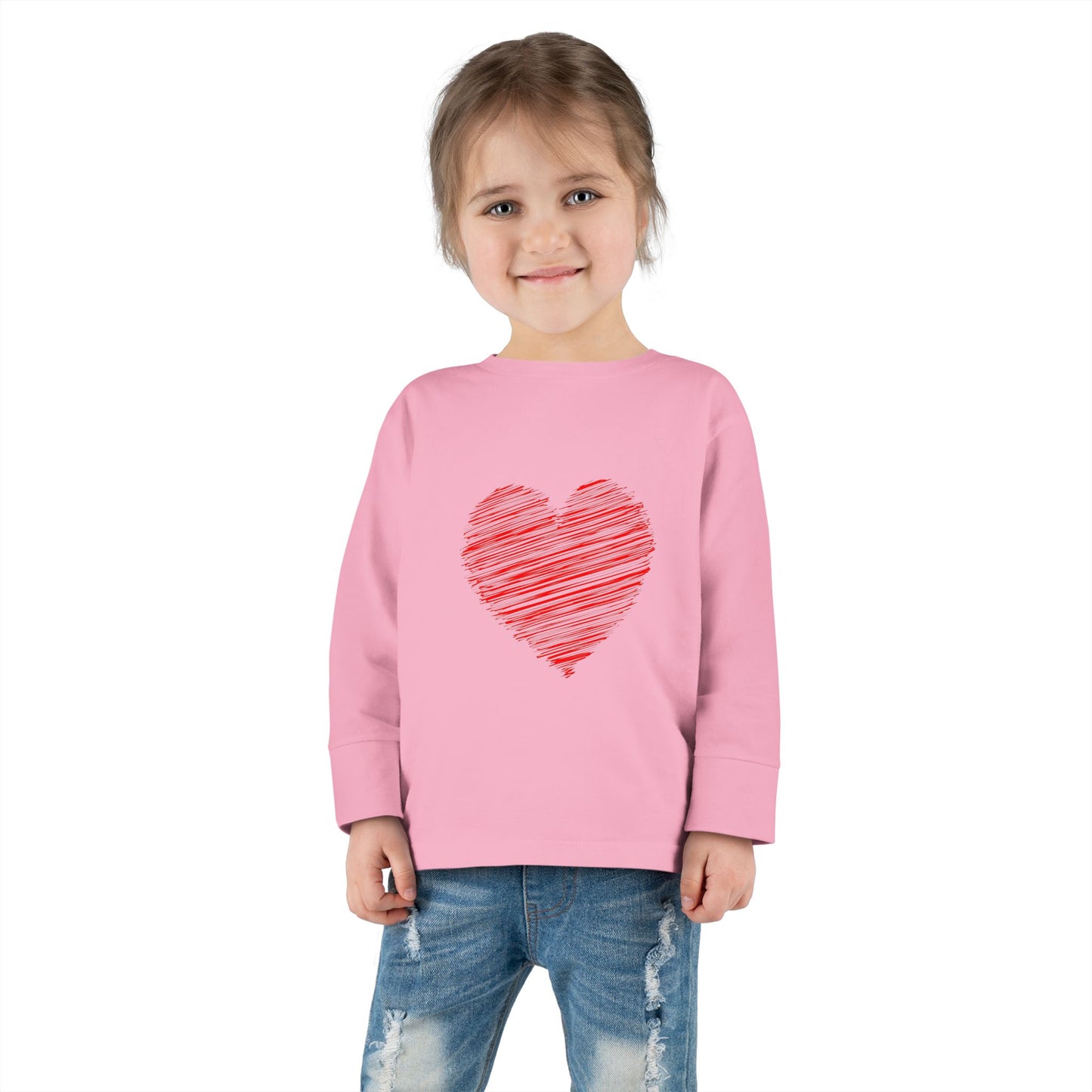 Heart & Pup Toddler Long Sleeve T-shirt | Cute Kids Shirt, Dog Lover Gift, Valentine's Day, Heart Shirt, Playful Toddler Apparel