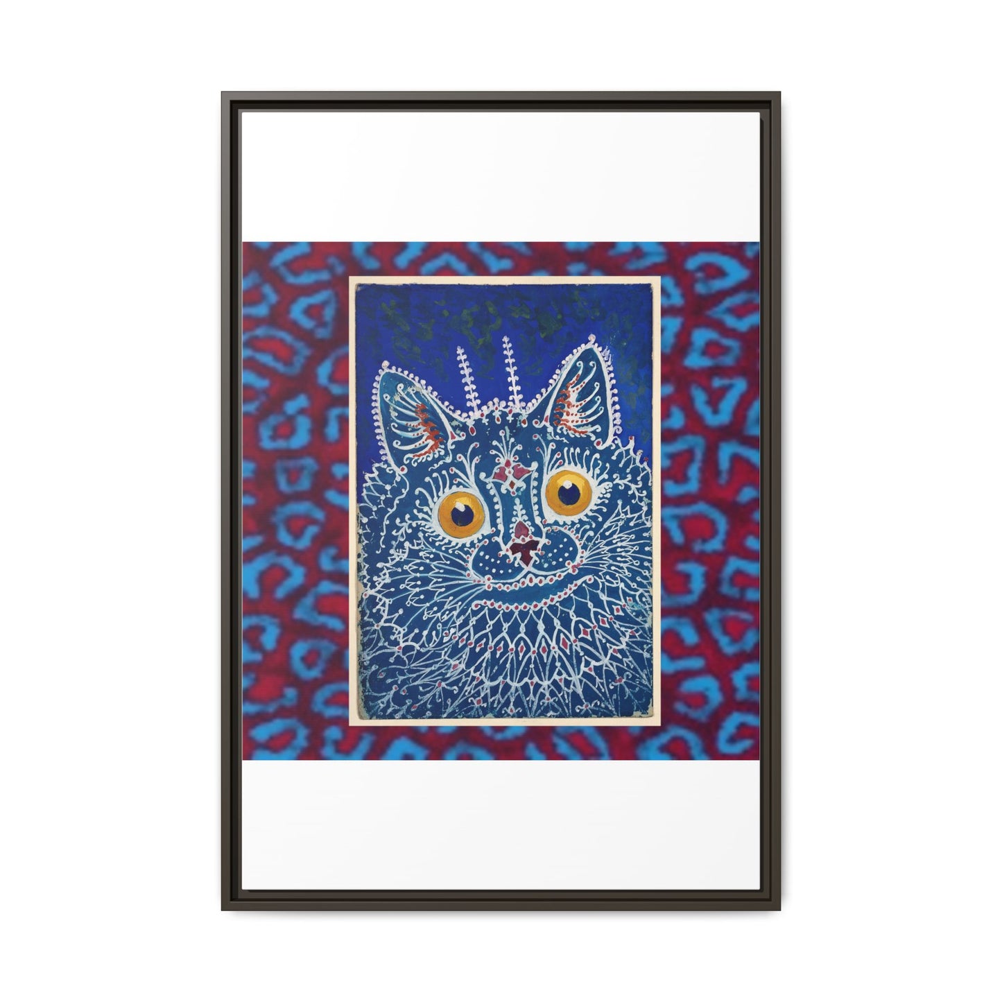 Colorful Cat Framed Matte Canvas Art - Whimsical Home Decor