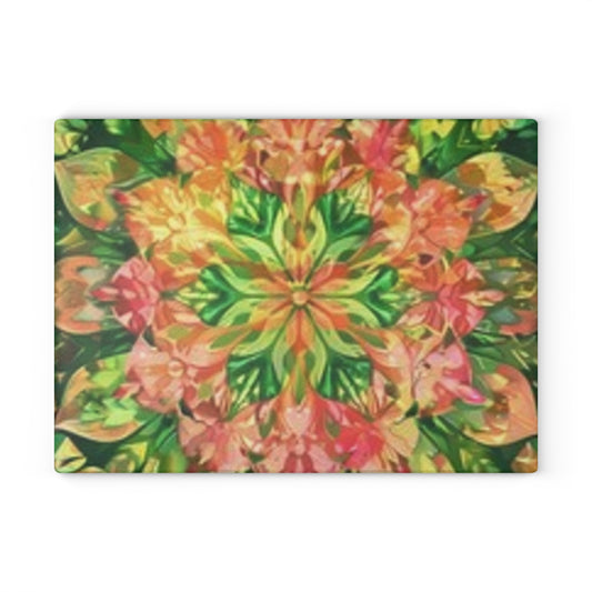 Vibrant Floral Glass Cutting Board for Kitchen Decor, Unique Gift for Chefs, Cooking Enthusiasts, Housewarming, Wedding, Mother's Day