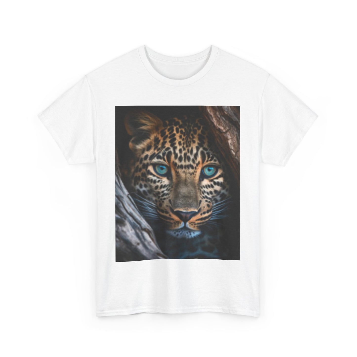 Camiseta unisex de algodón grueso para amantes de la vida silvestre - Diseño de leopardo feroz 