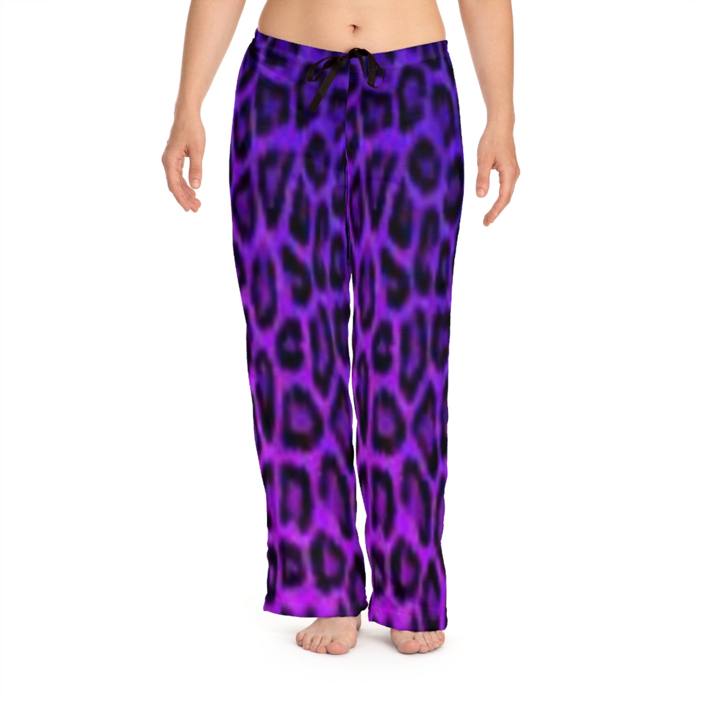 Pantalones de pijama para mujer con estampado de leopardo morado: ropa de estar cómoda para noches relajantes