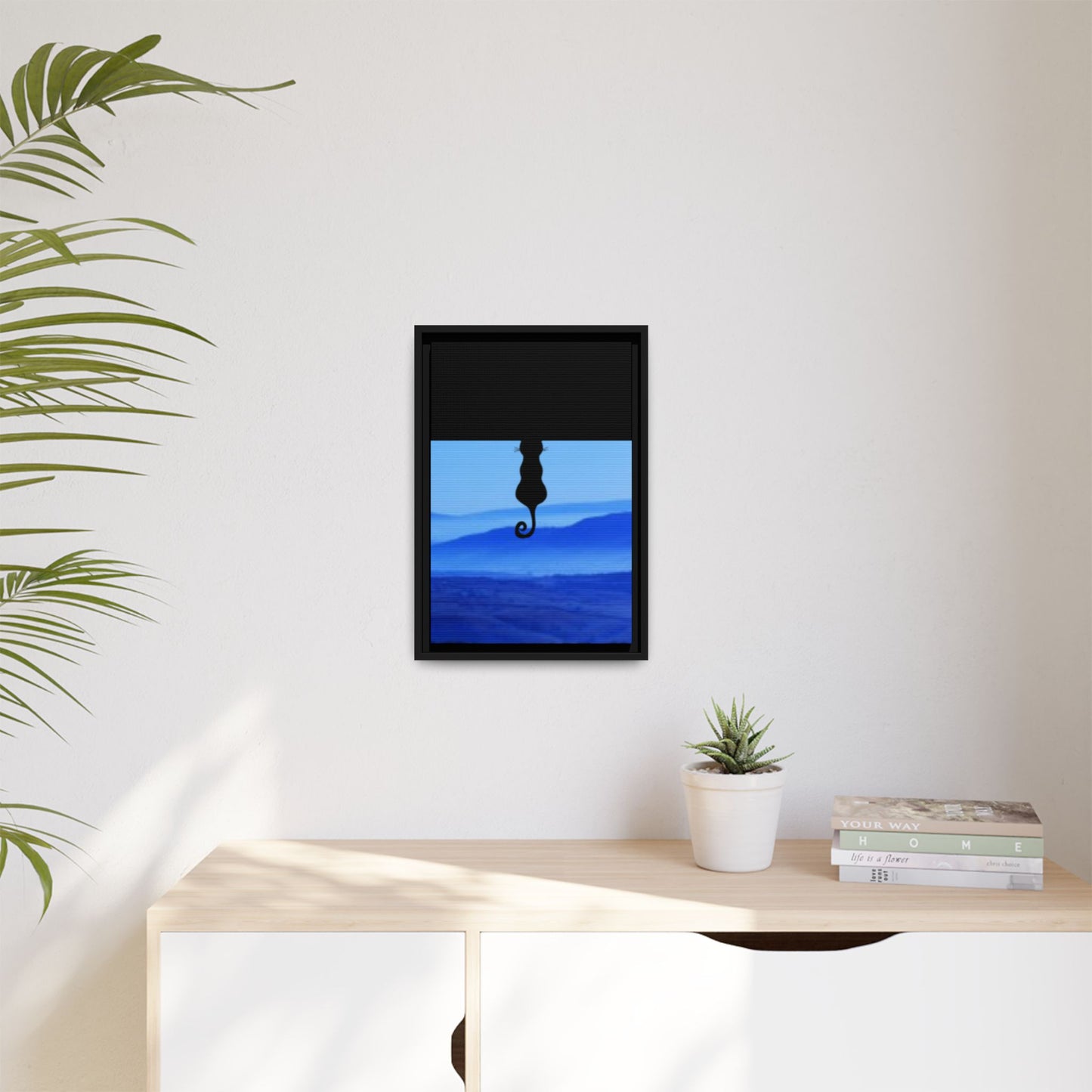 Framed Cat Silhouette Art Print, Wall Decor, Cat Lover Gift, Home Office Art, Pet Memorial