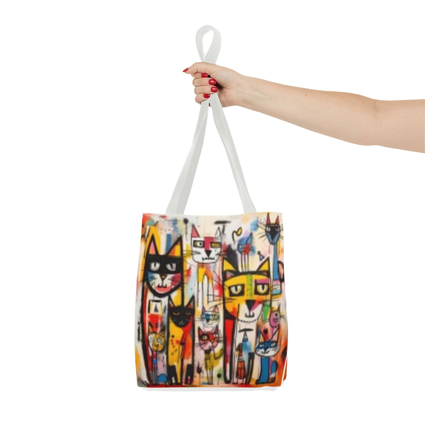 Colorful Cat Art Tote Bag, Cat Lover Gift, Unique Shopping Tote Bag, Whimsical Carryall for Pet Owners