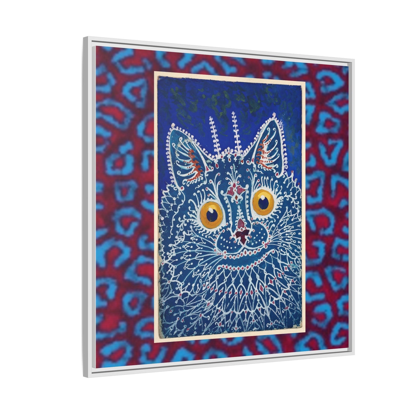 Colorful Cat Framed Matte Canvas Art - Whimsical Home Decor