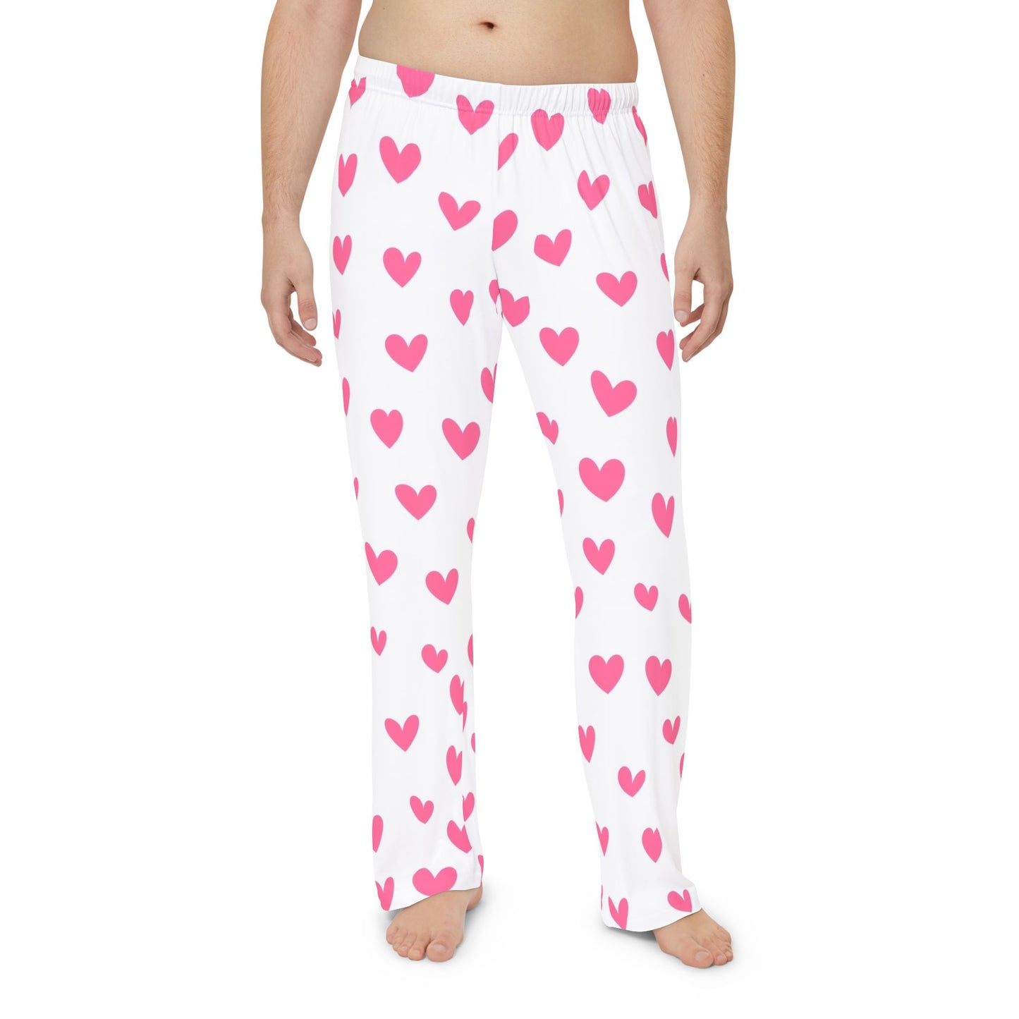 Pantalones de pijama para hombre con corazones rosas