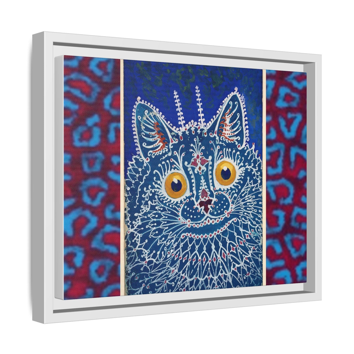 Colorful Cat Framed Matte Canvas Art - Whimsical Home Decor