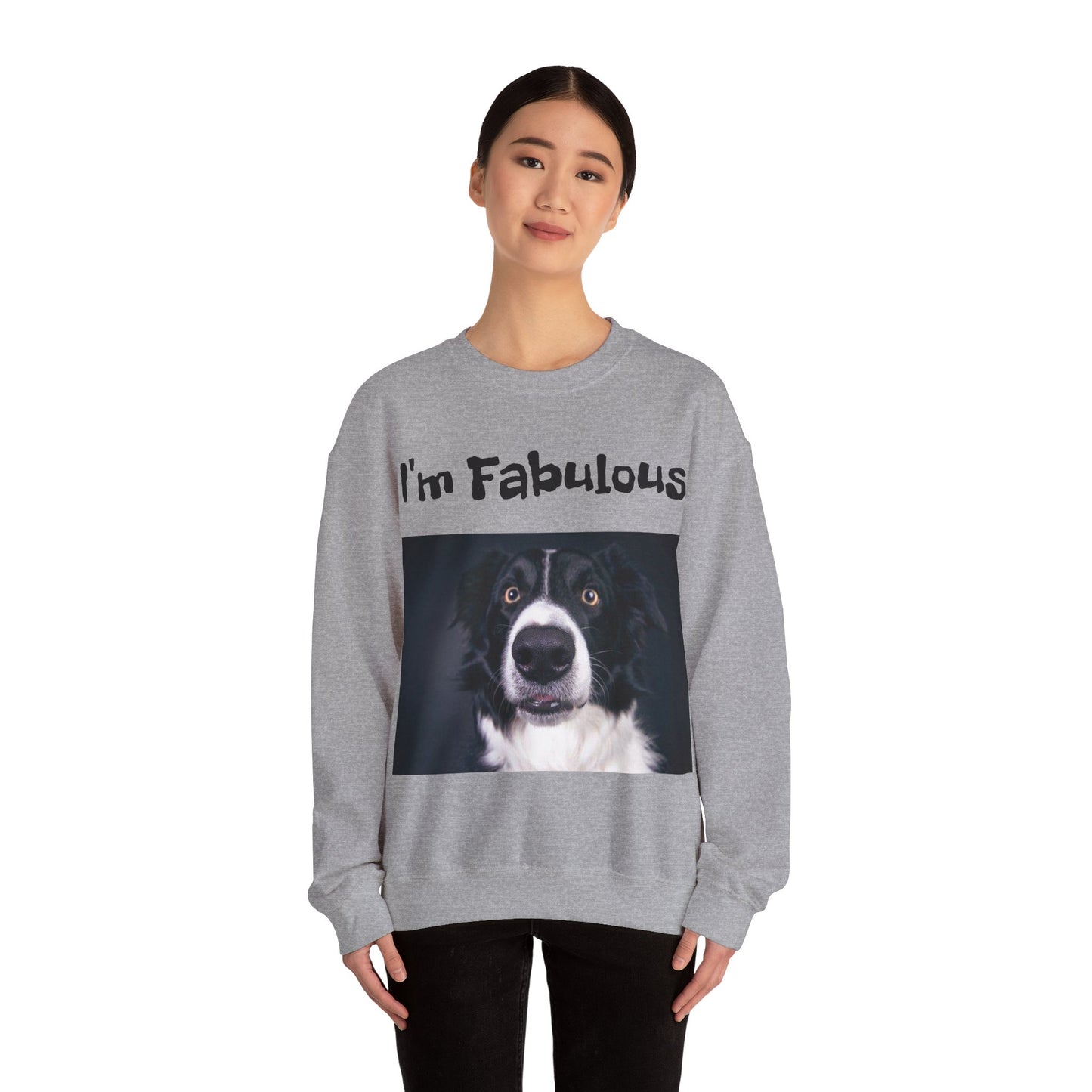 Sweat-shirt ras du cou unisexe en mélange épais I'm Fabulous Dog Pawprint™ 