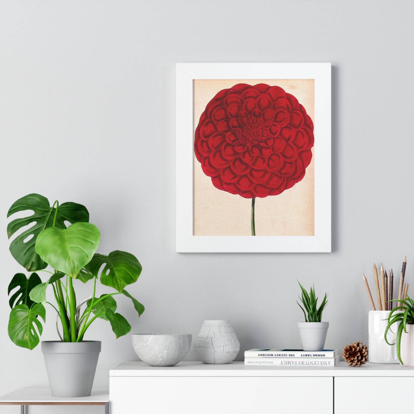 Framed Vertical Poster 11"x14" Red Flower