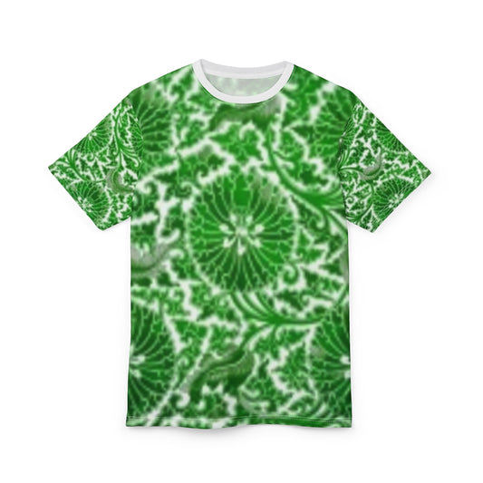Camiseta unisex con estampado floral verde vibrante, con corte y costura: camiseta con estampado único para amantes de la naturaleza 