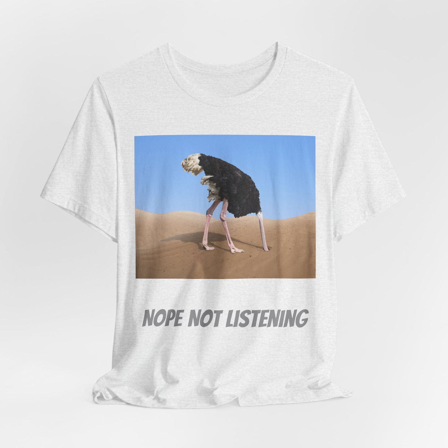 Camiseta avestruz no, no escucho
