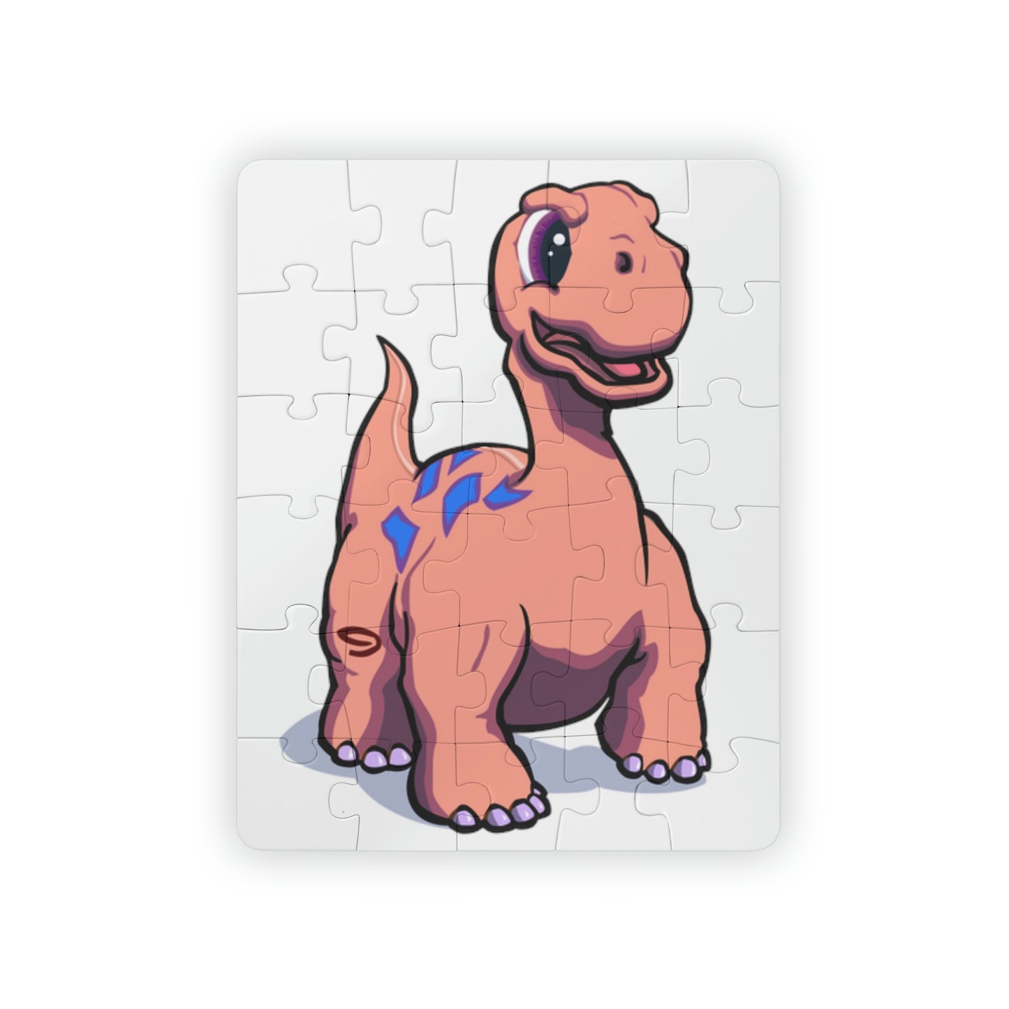 Dinosaur. Jigsaw Puzzle. Custom Artwork. Unique Whimsical Flare. Vivid Colors. Great to play with family and friends. Take along on family vacations, sleepovers, parties, and grandma's house. having fun all day long!