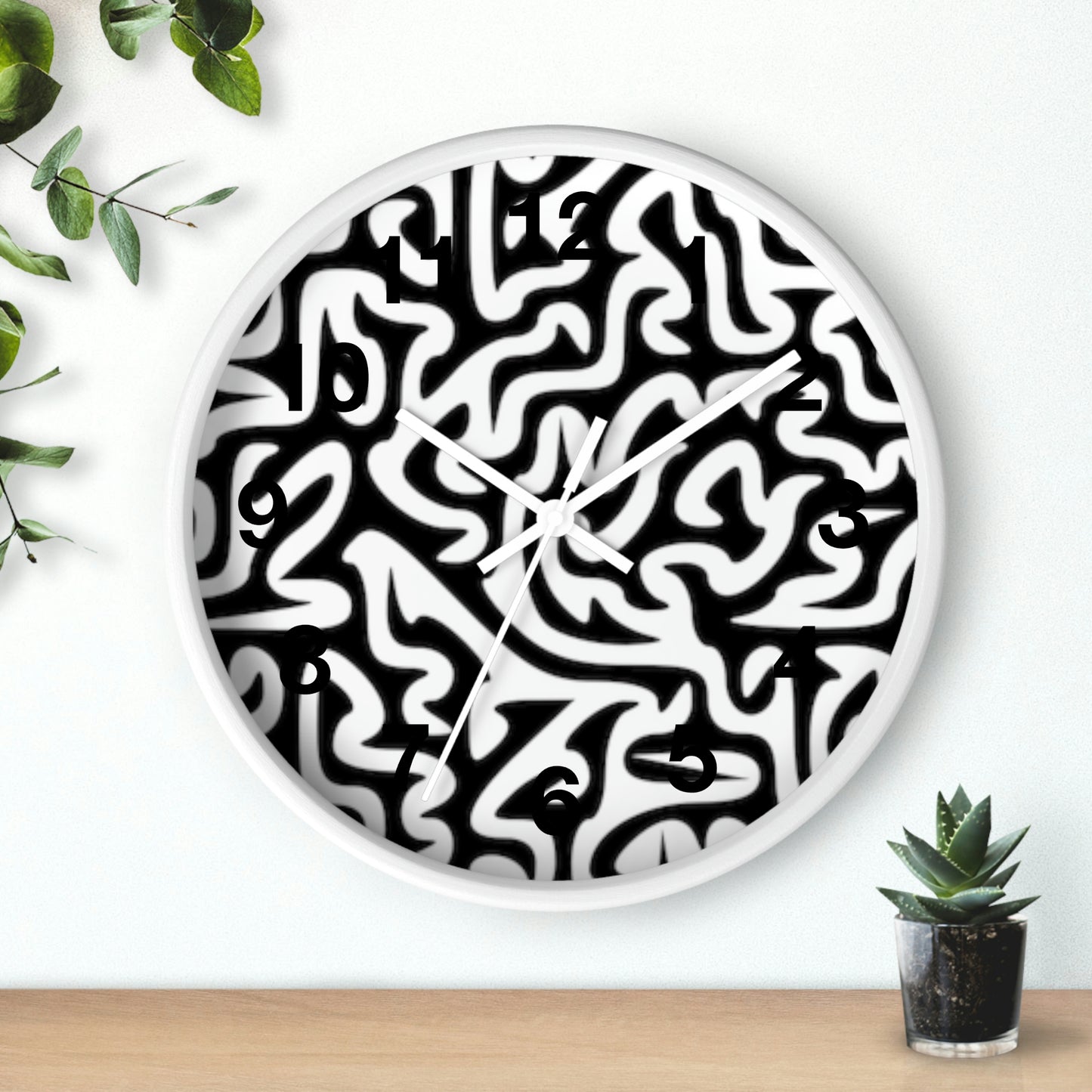 Horloge murale labyrinthe noir et blanc pour la maison, le travail, la cuisine, la salle de bain, cadeau