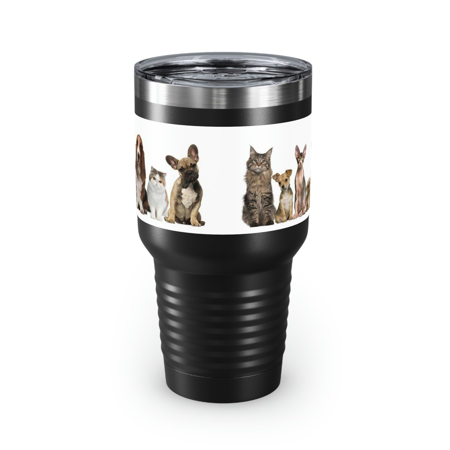 Cats Dogs Ringneck Tumbler, 30oz 5 Colors Traveling Work Relaxing Shopping Yard Work Hiking