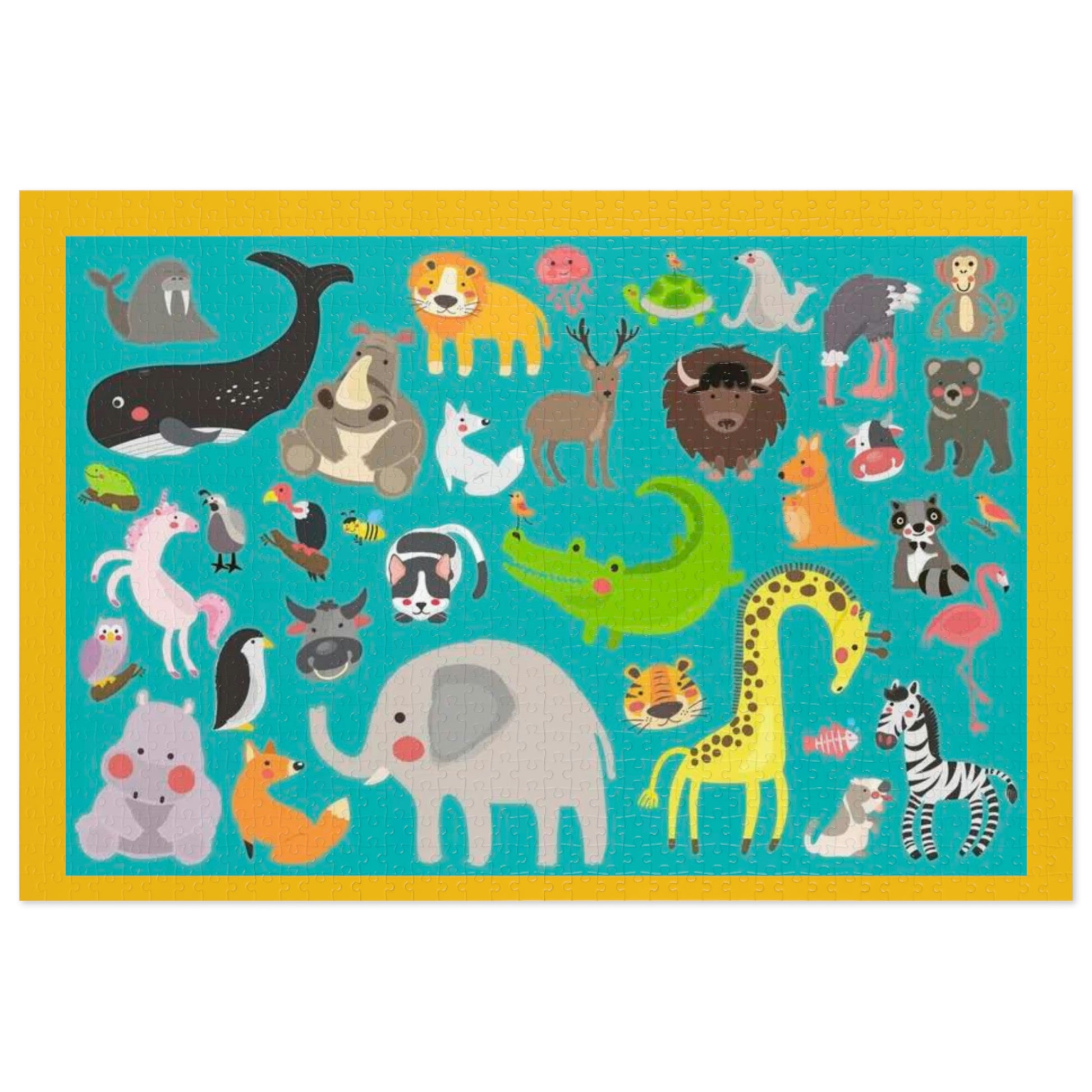 Animals. Jigsaw Puzzle. Custom Artwork. Unique Whimsical Flare. Vivid Colors. Great to Play with family and friends. Having Fun All Day Long!