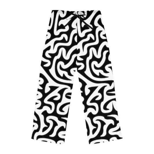 Black and White Maze. Women's Pajama Pants. Sizes: Extra Small through 2 Extra large. Price: $56.00.  Custom Artwork. Unique Whimsical Flare. Vivid Colors. Soft against your skin. Comfortable to wear every time you to sleep. Has matching top, towels, clock, mats, lamps,, cup and canvas. Great Gift Ideas!