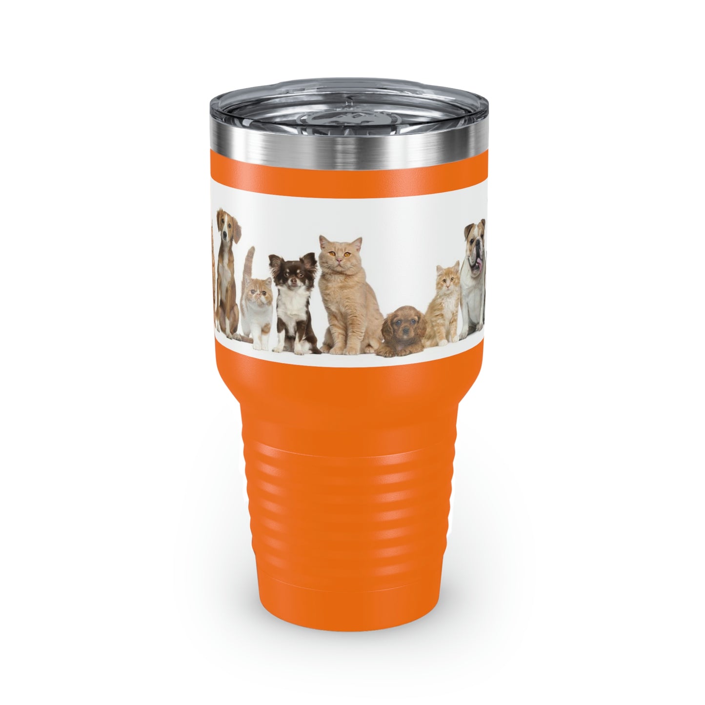 Cats Dogs Ringneck Tumbler, 30oz 5 Colors Traveling Work Relaxing Shopping Yard Work Hiking