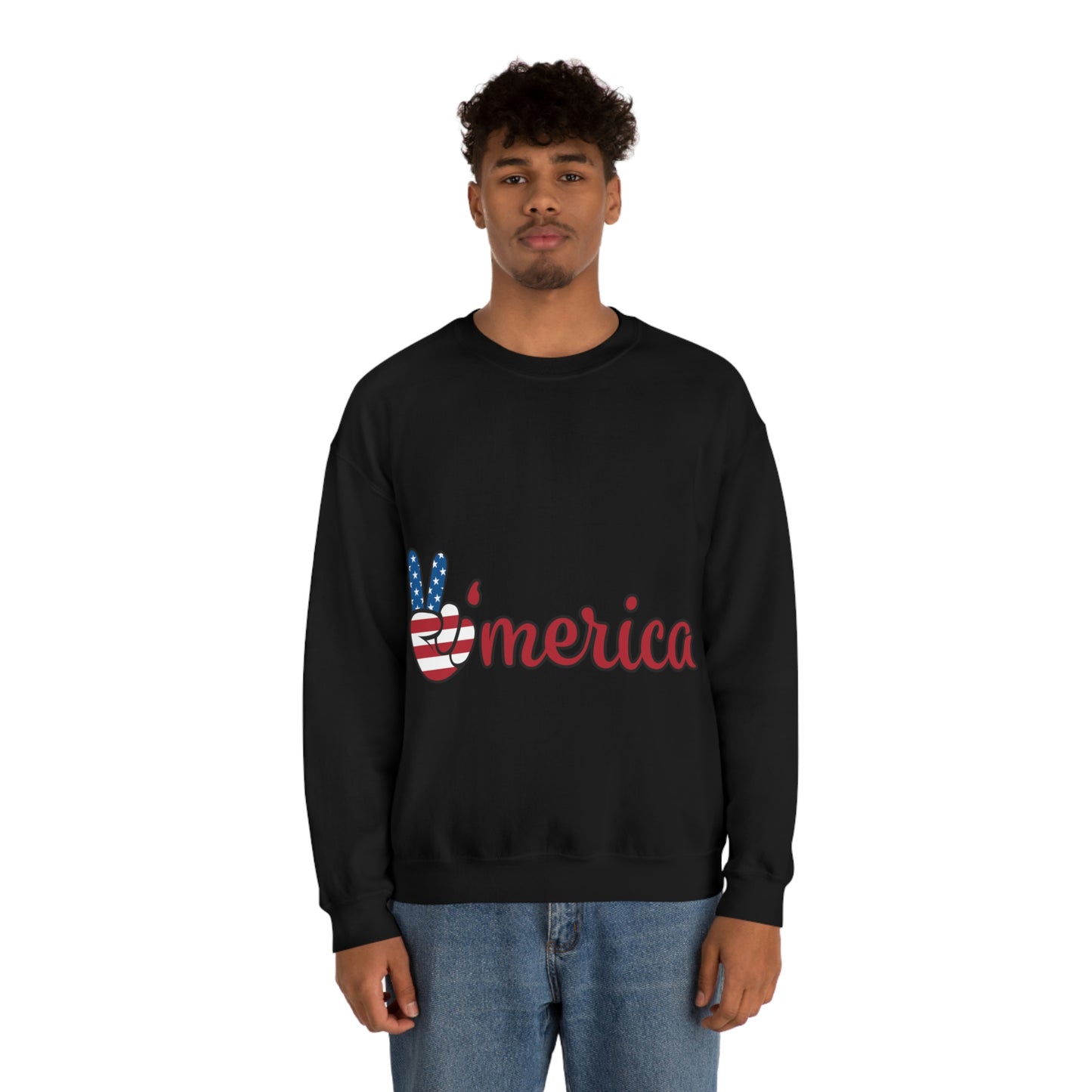 Sweat-shirt ras du cou Peace Sign America Allons voyager ensemble !