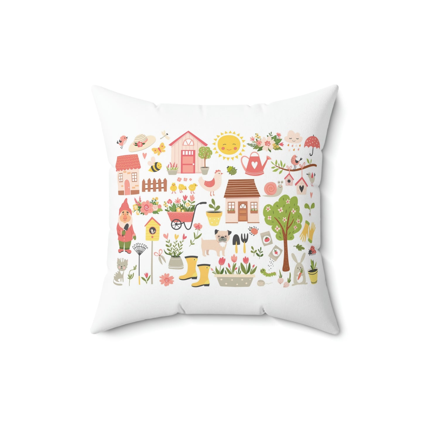 Coussin carré de jardin Je m'amuse aujourd'hui dans mon jardin