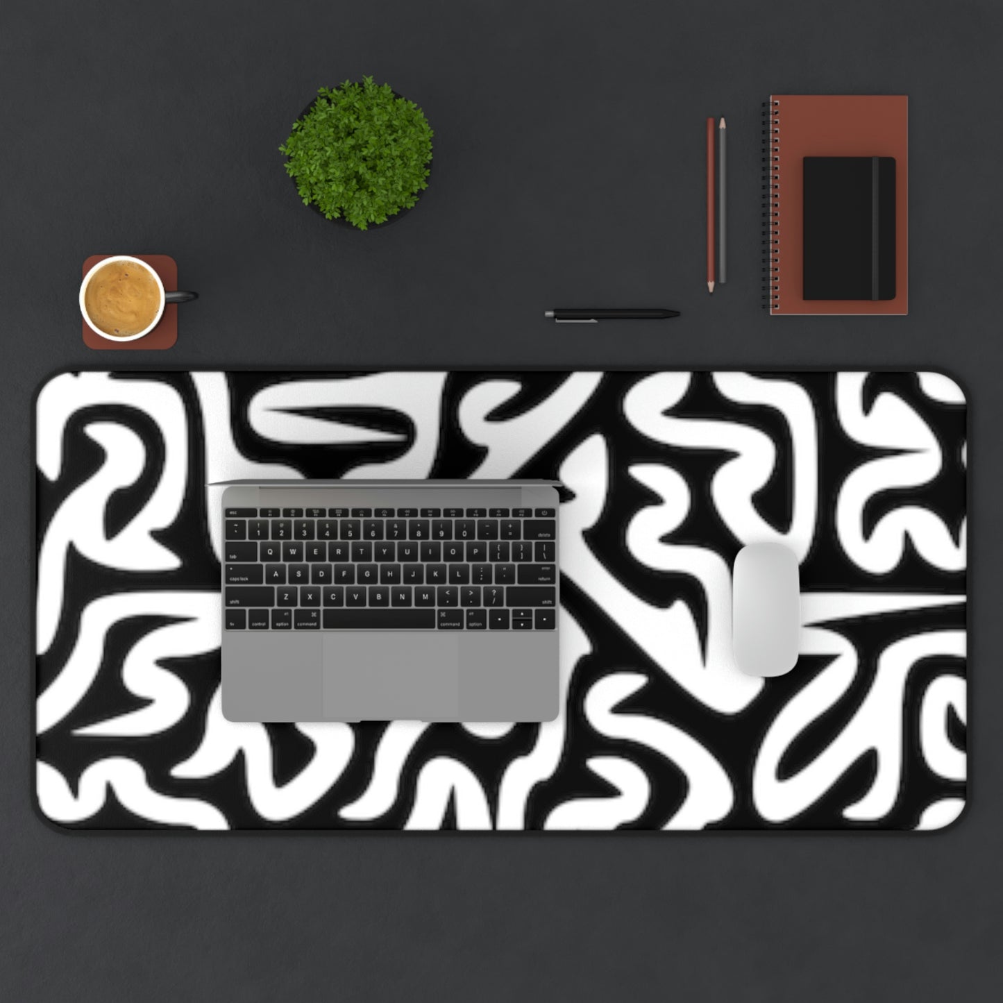 Maze Black White Desk Mat Business Office Home College