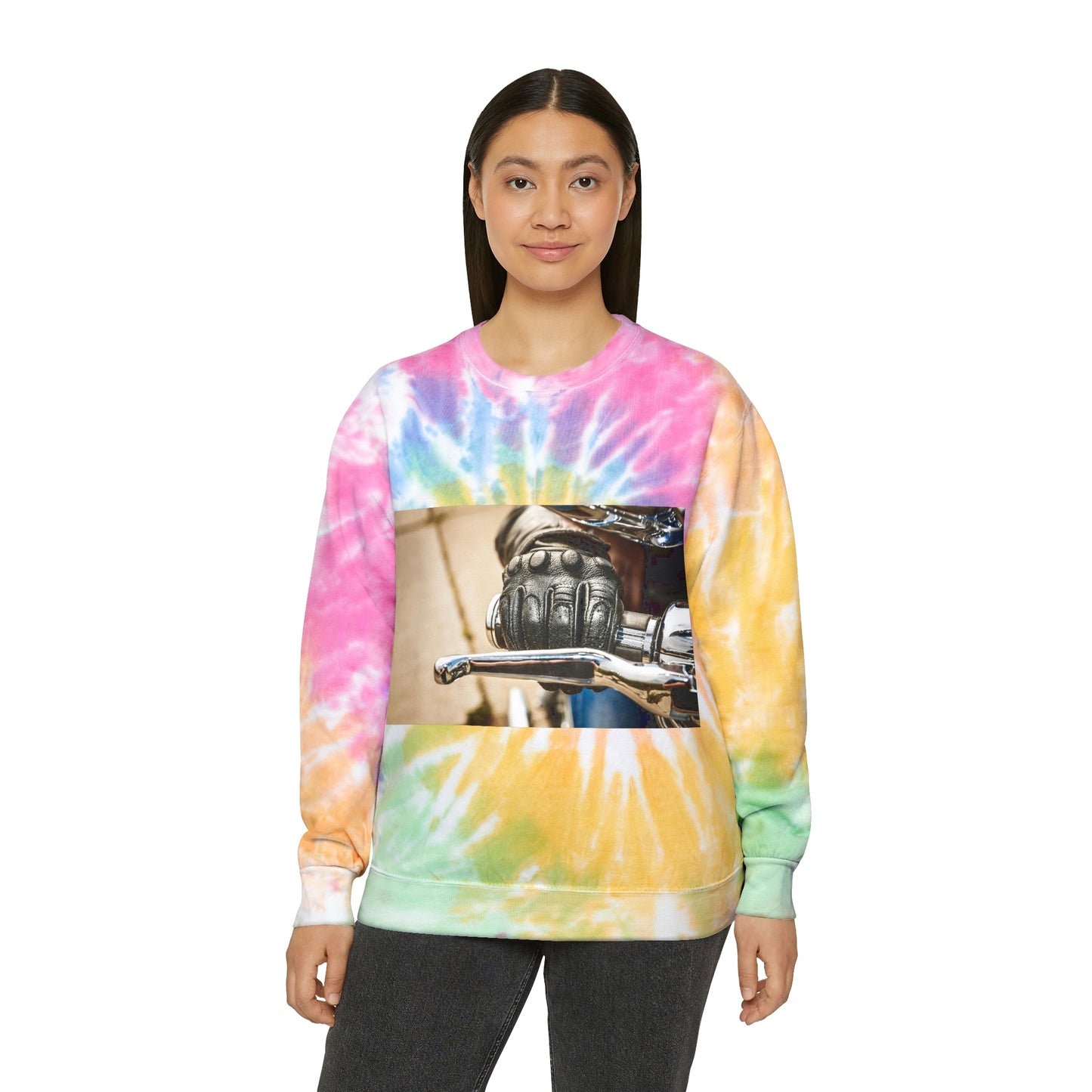 Throttle of Motorcycle Unisex Tie-Dye Sweatshirt