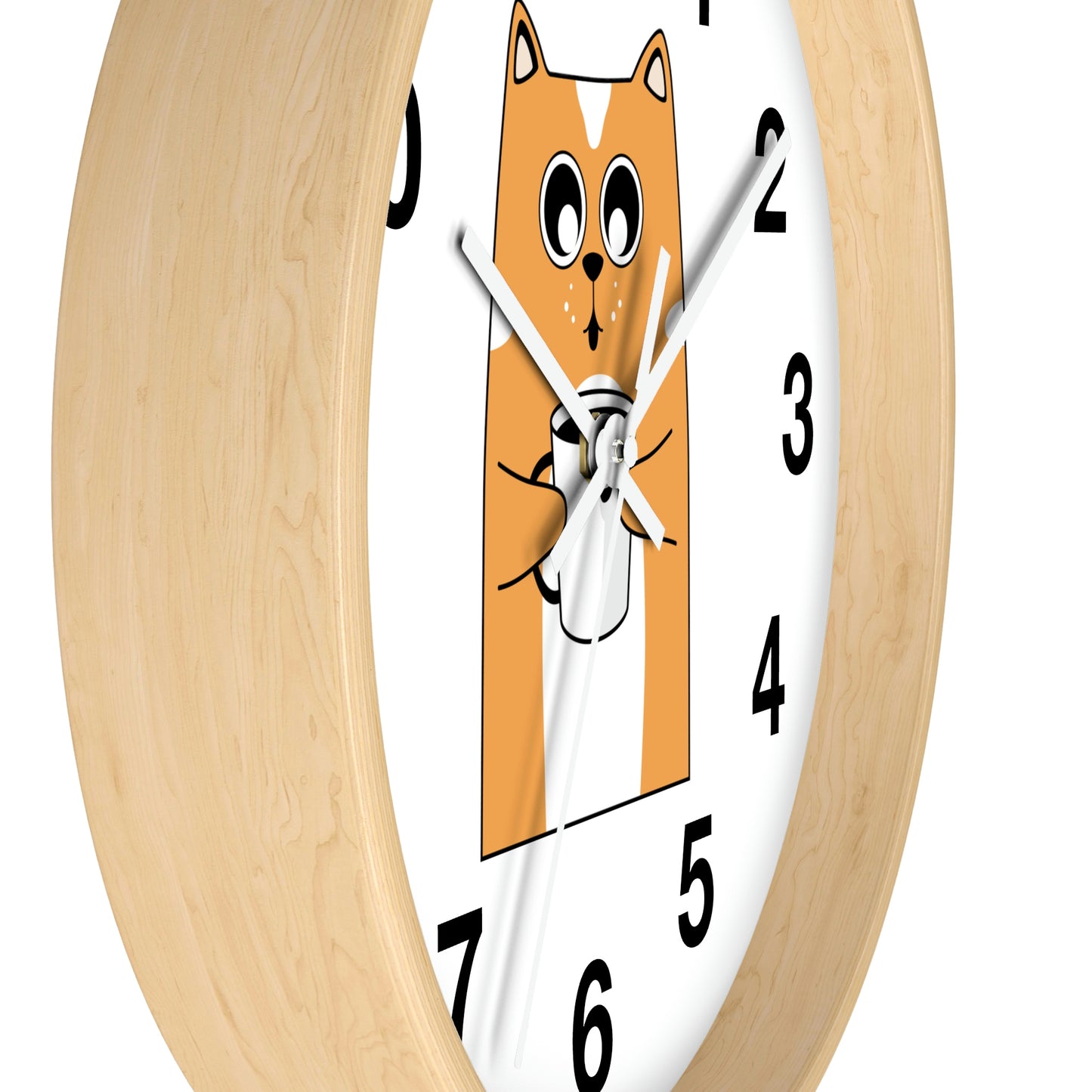 Cat With Hot Coffee Wall Clock Cat Lovers Wall Clock Fabulous Gift!