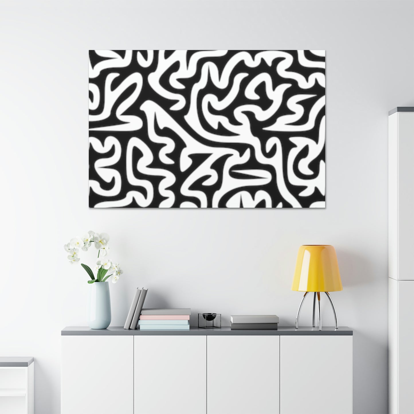 Lienzo Laberinto Blanco y Negro Estirado, 1.5'' ¡Amo Mis Paredes!