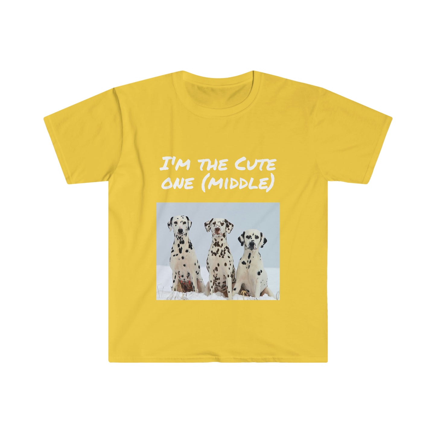 Three Dalmatian Dogs. T-shirt. Custom Artwork. Unique Whimsical Flare. Great for Men, Women and Children. Soft against your skin. Comfortable to wear everyday of the week. I love the quality and fit. Looking Fabulous at work and when your relaxing. Such a Wonderful Gift!