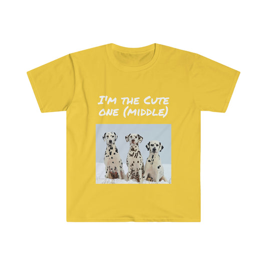 Three Dalmatian Dogs. T-shirt. Custom Artwork. Unique Whimsical Flare. Great for Men, Women and Children. Soft against your skin. Comfortable to wear everyday of the week. I love the quality and fit. Looking Fabulous at work and when your relaxing. Such a Wonderful Gift!