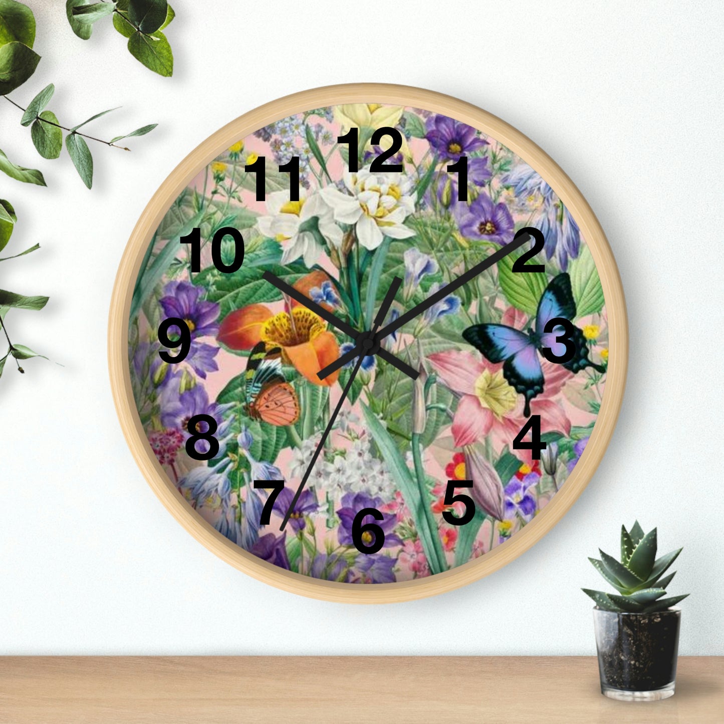 Horloge murale de jardin de fleurs de papillons Maman veut cette horloge !