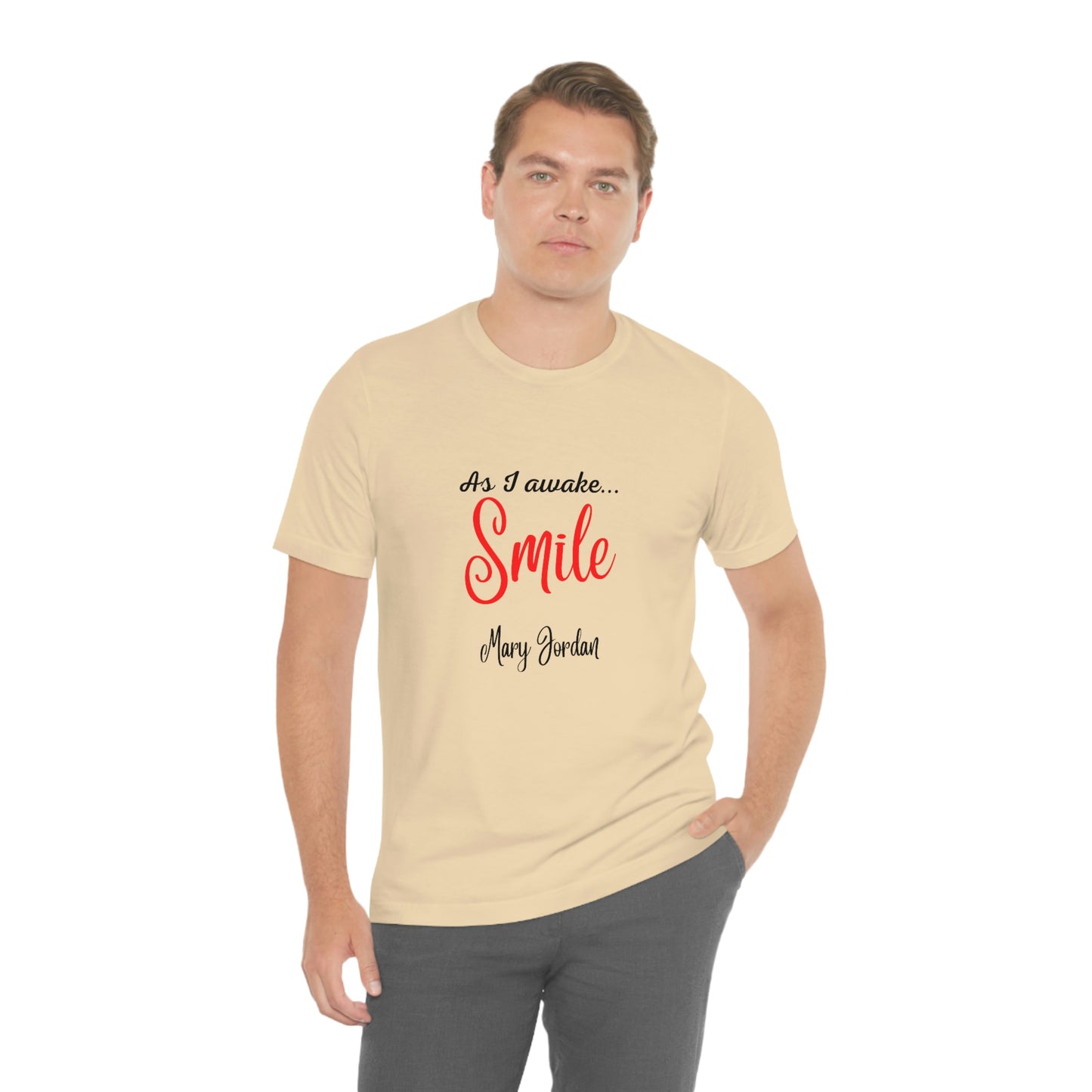 Alors que je me réveille, Smile Mary Jordan T-shirt à manches courtes unisexe en jersey Musées Zoo Epcot Beach