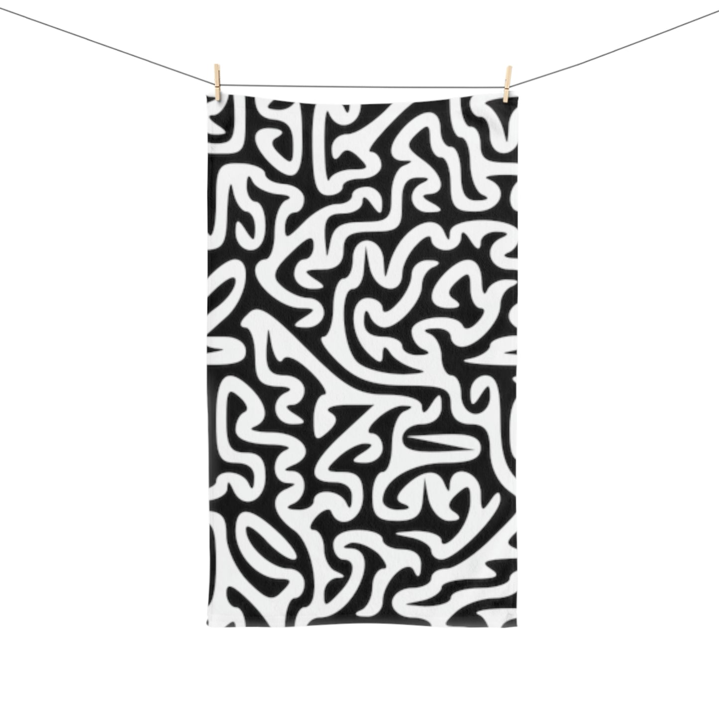 Maze Black White Hand Towel Matching Bath Face Towel Lamp Rug Clock