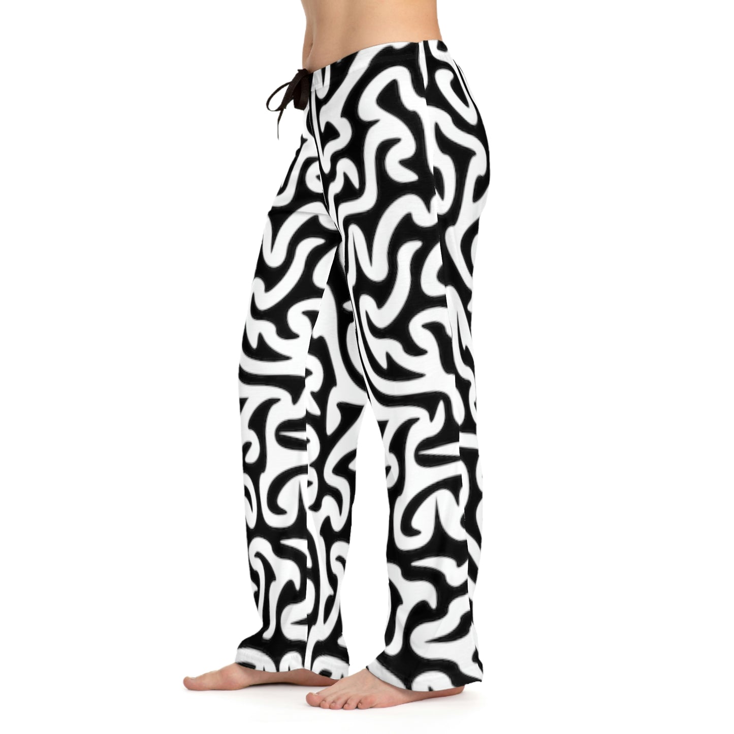 Pantalon de pyjama pour femme Maze Black White Faire des rêves endormis
