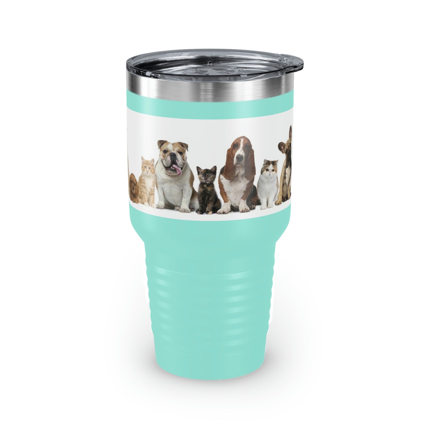 Cats Dogs Ringneck Tumbler, 30oz 5 Colors Traveling Work Relaxing Shopping Yard Work Hiking
