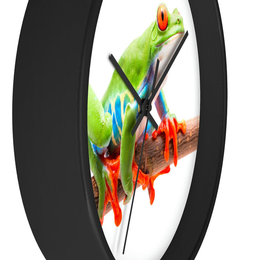Horloge murale colorée en forme de grenouille arboricole. J'adore ça !
