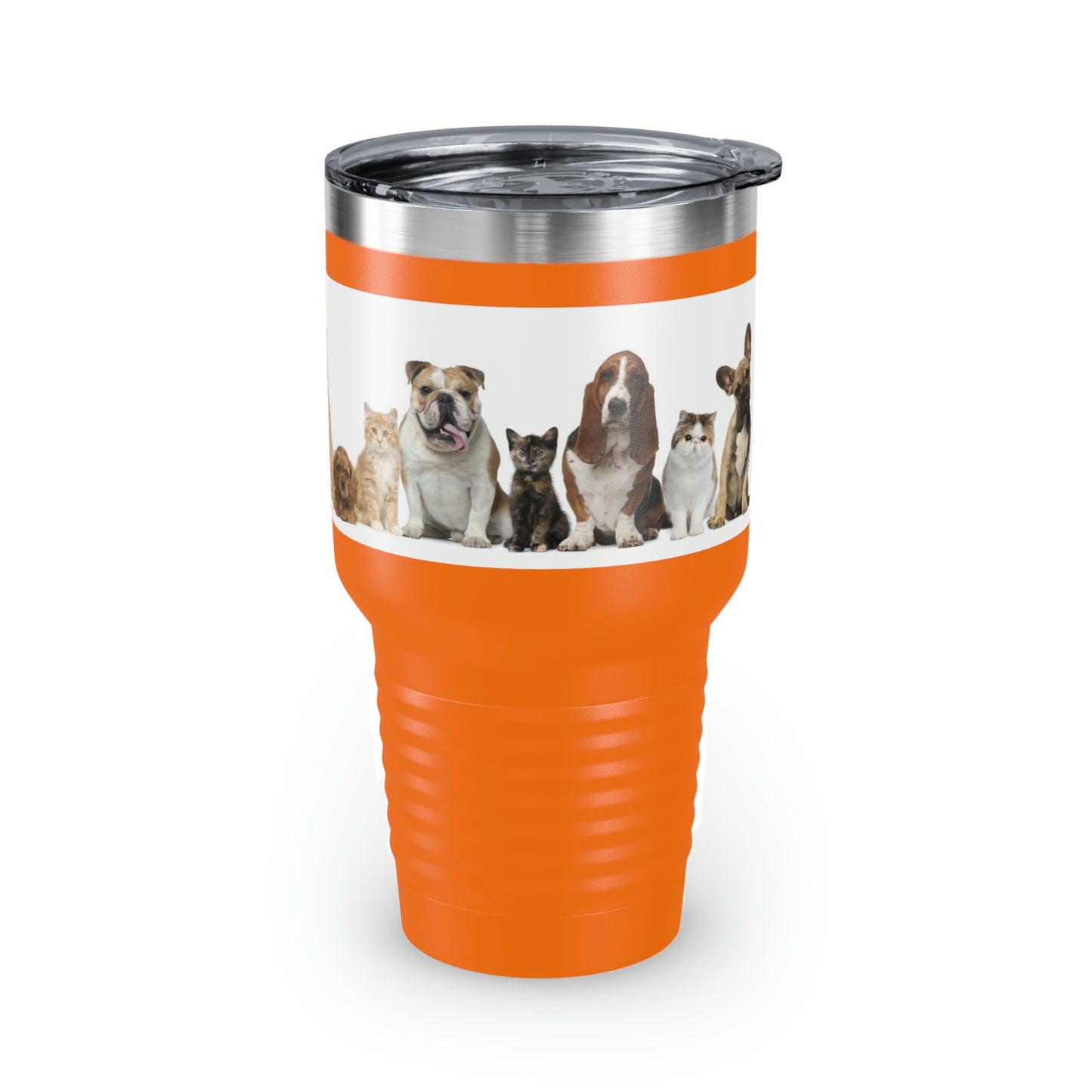 Cats Dogs Ringneck Tumbler, 30oz 5 Colors Traveling Work Relaxing Shopping Yard Work Hiking