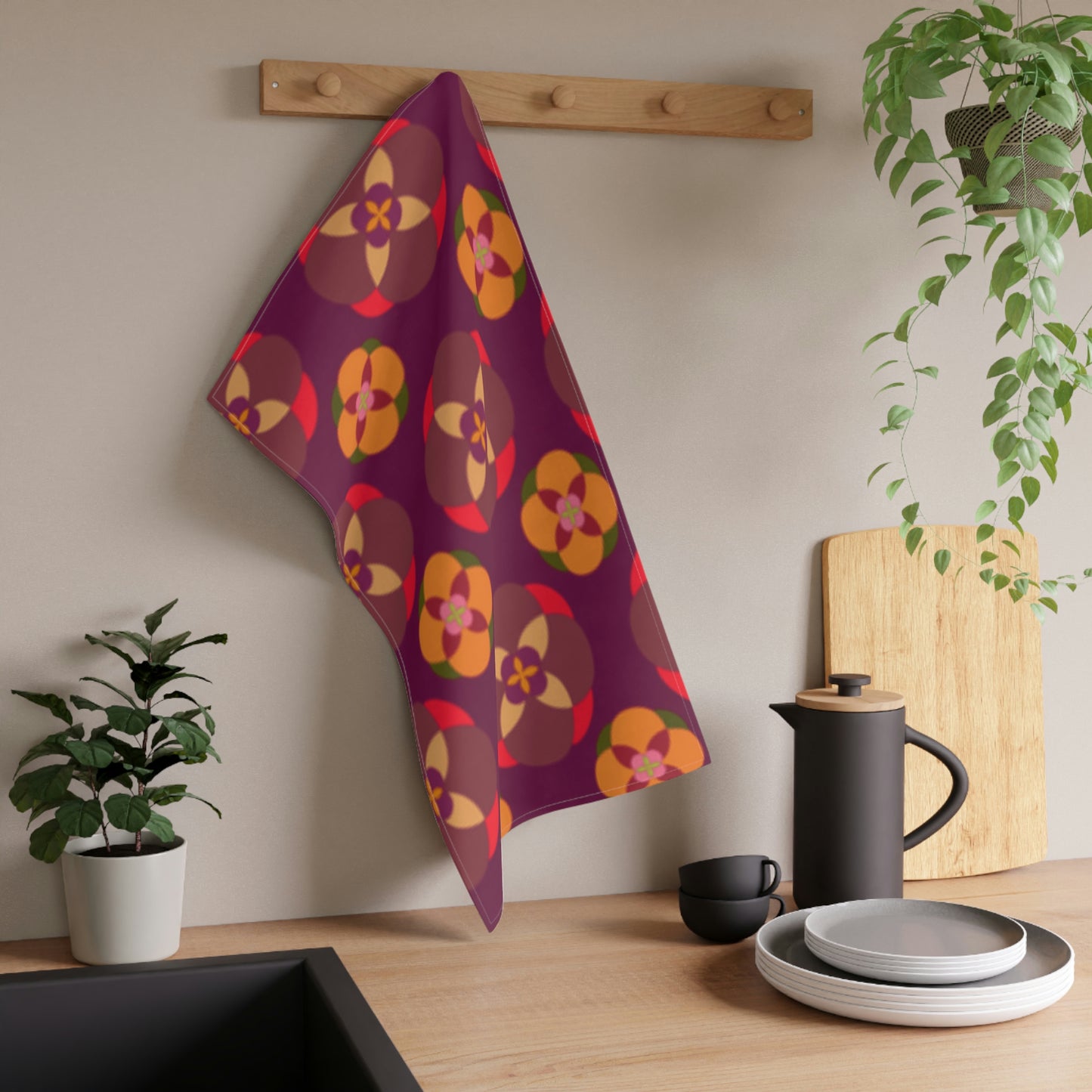 Purple with Circles Kitchen Towel Squeaky Clean!